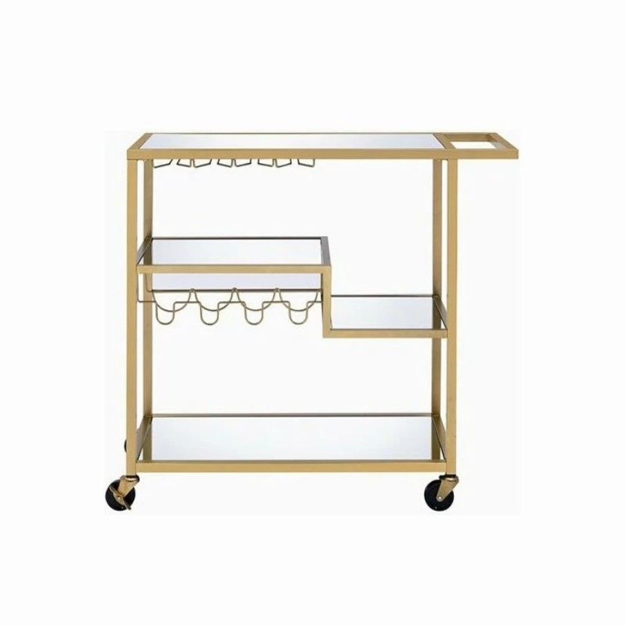 Wholesale Acme Furniture Adamsen Glass Top Serving Cart In Gold