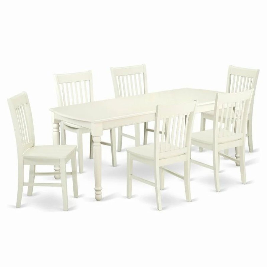 Wholesale East West Furniture Dover 7-Piece Wood Kitchen Table Set In Linen White