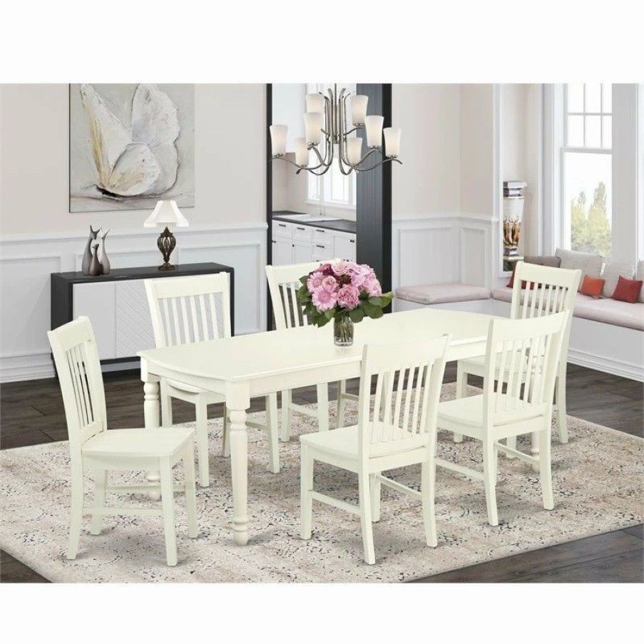 Wholesale East West Furniture Dover 7-Piece Wood Kitchen Table Set In Linen White