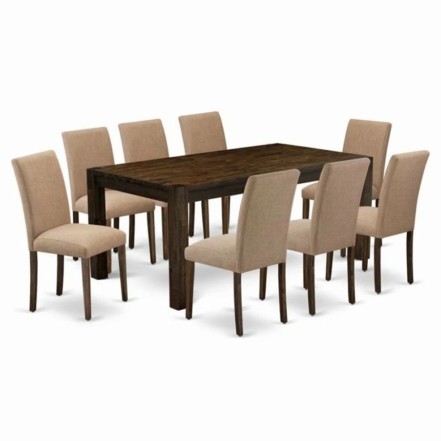 Online East West Furniture Lismore 9-Piece Wood Dining Set In Brown/Light Sable