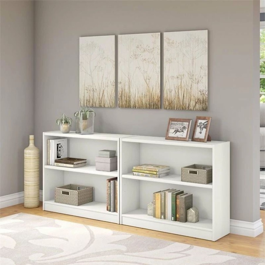 Hot Bush Business Furniture Bush Furniture Universal 2 Shelf Bookcase In Pure White (Set Of 2)