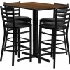 Wholesale Flash Furniture 24"W X 42"L Walnut Laminate Table Set With Metal Barstools