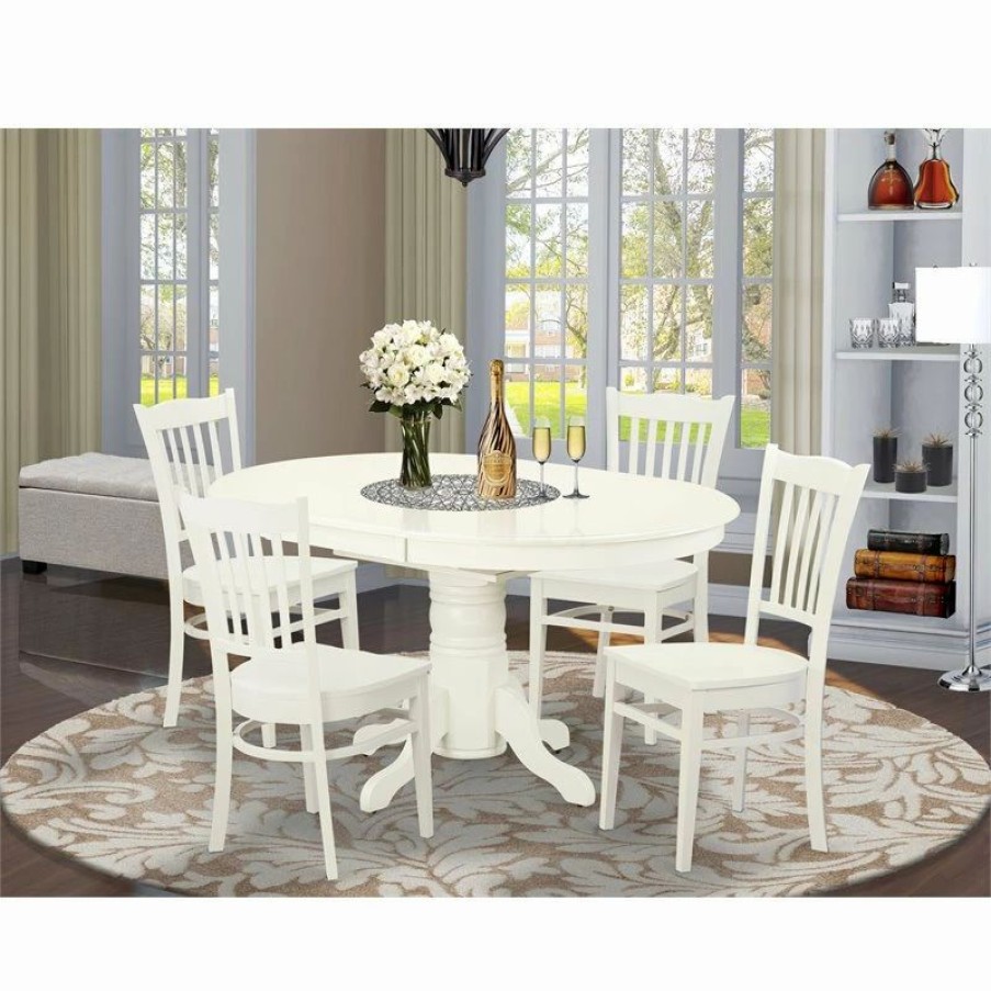 Hot East West Furniture Avon 5-Piece Wood Dining Room Set In Linen White