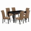 Clearance East West Furniture Dudley 7-Piece Wood Dining Set In Black/Light Sable