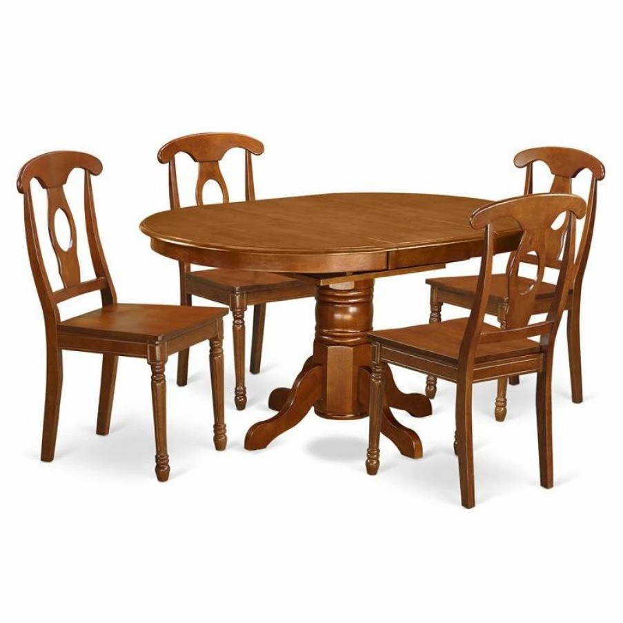 Hot East West Furniture Avon 5-Piece Wood Table And Dining Chair Set In Saddle Brown