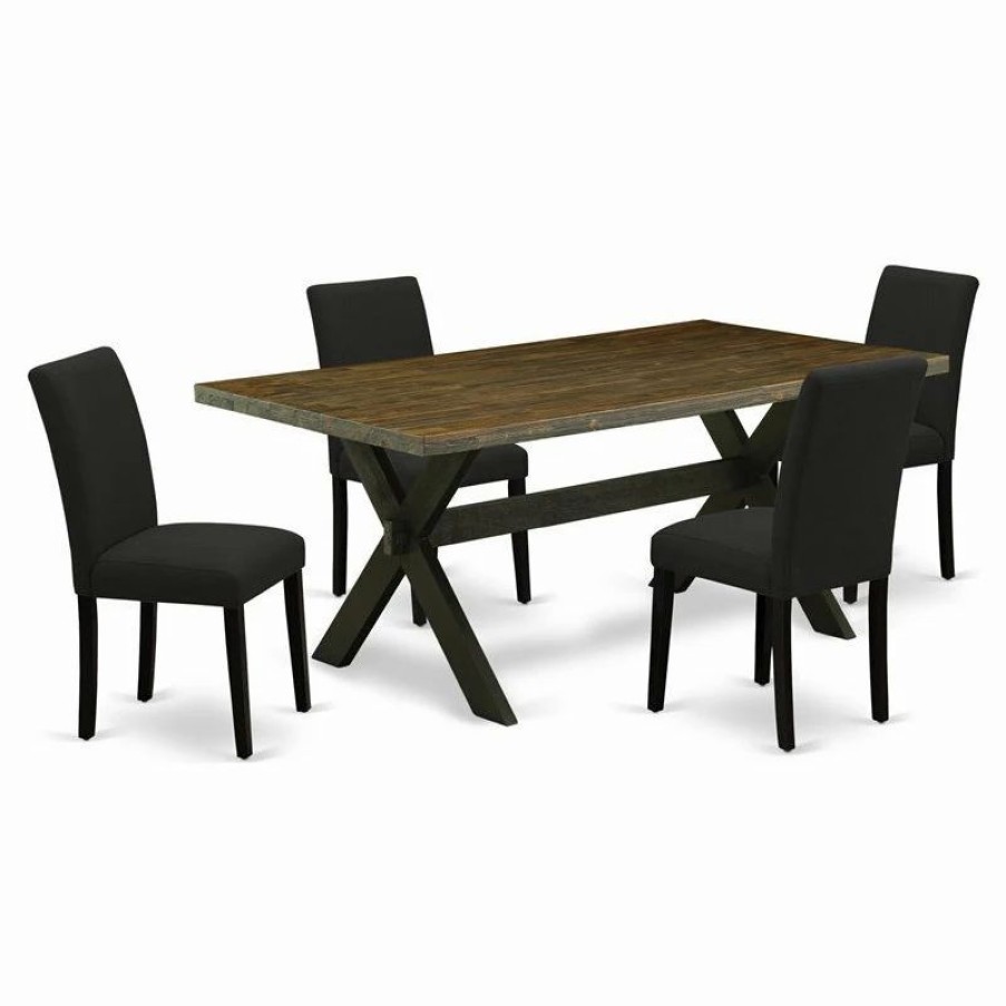 Clearance East West Furniture X-Style 5-Piece Wood Dinette Room Set In Black