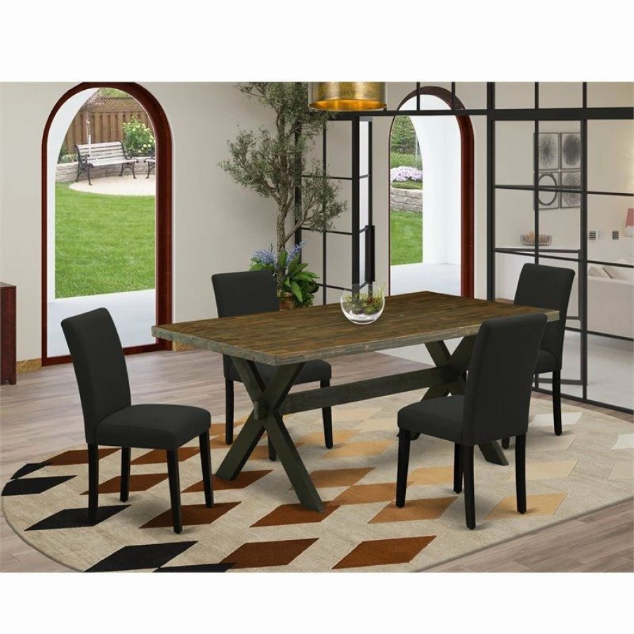 Clearance East West Furniture X-Style 5-Piece Wood Dinette Room Set In Black