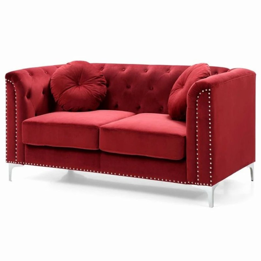 Online Glory Furniture Pompano Velvet Loveseat In Burgundy