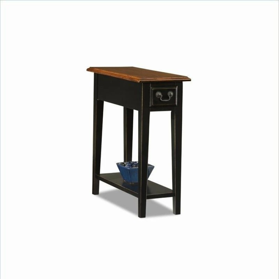 Wholesale Leick Home Leick Furniture Chairside Wood End Table In Slate Black Finish