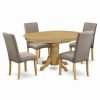 Best East West Furniture Avon 5-Piece Wood Dining Set In Oak/Dark Khaki