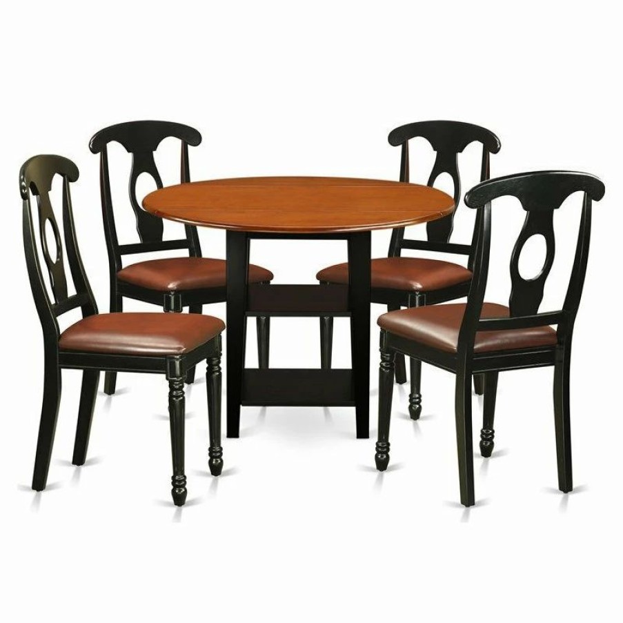 Wholesale East West Furniture Sudbury 5-Piece Wood Dining Room Table Set In Black/Cherry