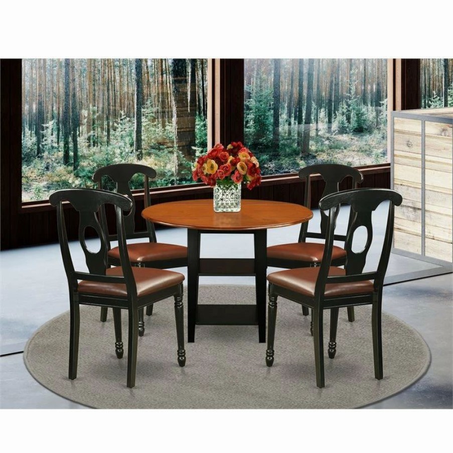 Wholesale East West Furniture Sudbury 5-Piece Wood Dining Room Table Set In Black/Cherry