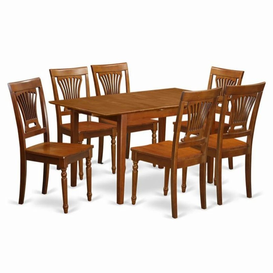 Hot East West Furniture Picasso 7-Piece Wood Kitchen Set In Saddle Brown