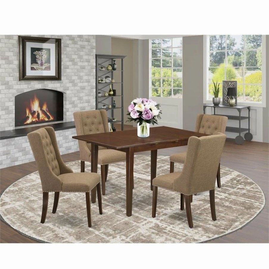 Hot East West Furniture Picasso 5-Piece Wood Dining Set In Mahogany/Light Sable