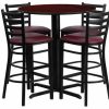 Best Flash Furniture 30" Round Mahogany Laminate Table Set With Metal Barstools