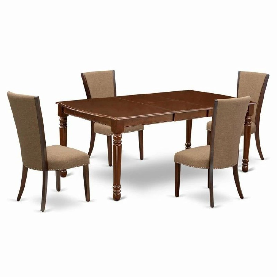 Hot East West Furniture Dover 5-Piece Wood Dining Set In Mahogany/Light Sable