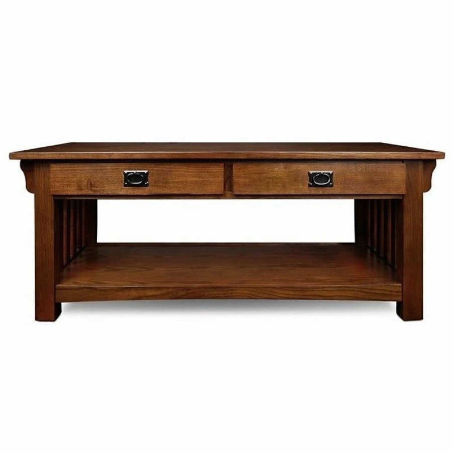 Clearance Leick Home Leick Furniture Wood Mission Coffee Table In Brown Medium Oak