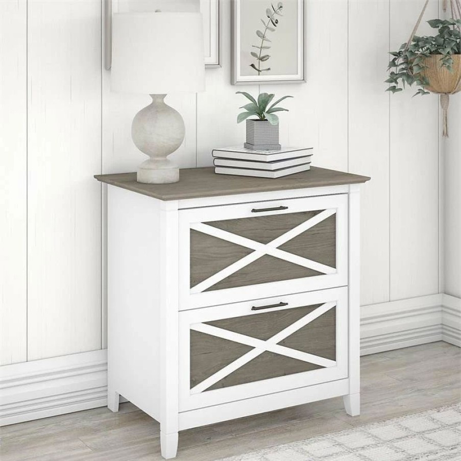 Hot Bush Business Furniture Bush Furniture Key West 2 Drawer File Cabinet In White & Gray