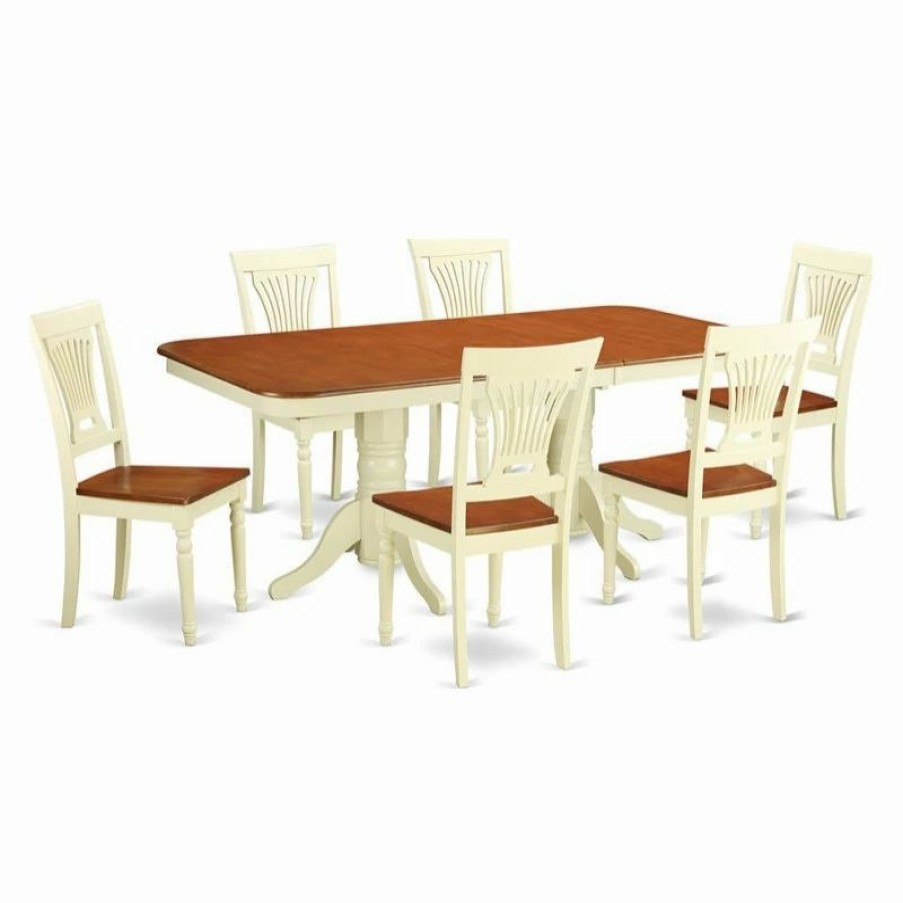 New East West Furniture Napoleon 7-Piece Wood Dining Table And Chairs In Cherry