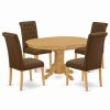 Clearance East West Furniture Avon 5-Piece Wood Dining Set In Oak/Dark Coffee