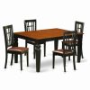 Online East West Furniture Weston 5-Piece Wood Kitchen Table And Chairs In Black/Cherry