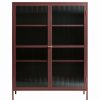 Clearance Unique Furniture Bronco 55 Contemporary Glass & Metal Display Cabinet In Red