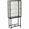 Clearance Sei Furniture Metal-Glass Sliding Door Display Cabinet In Black