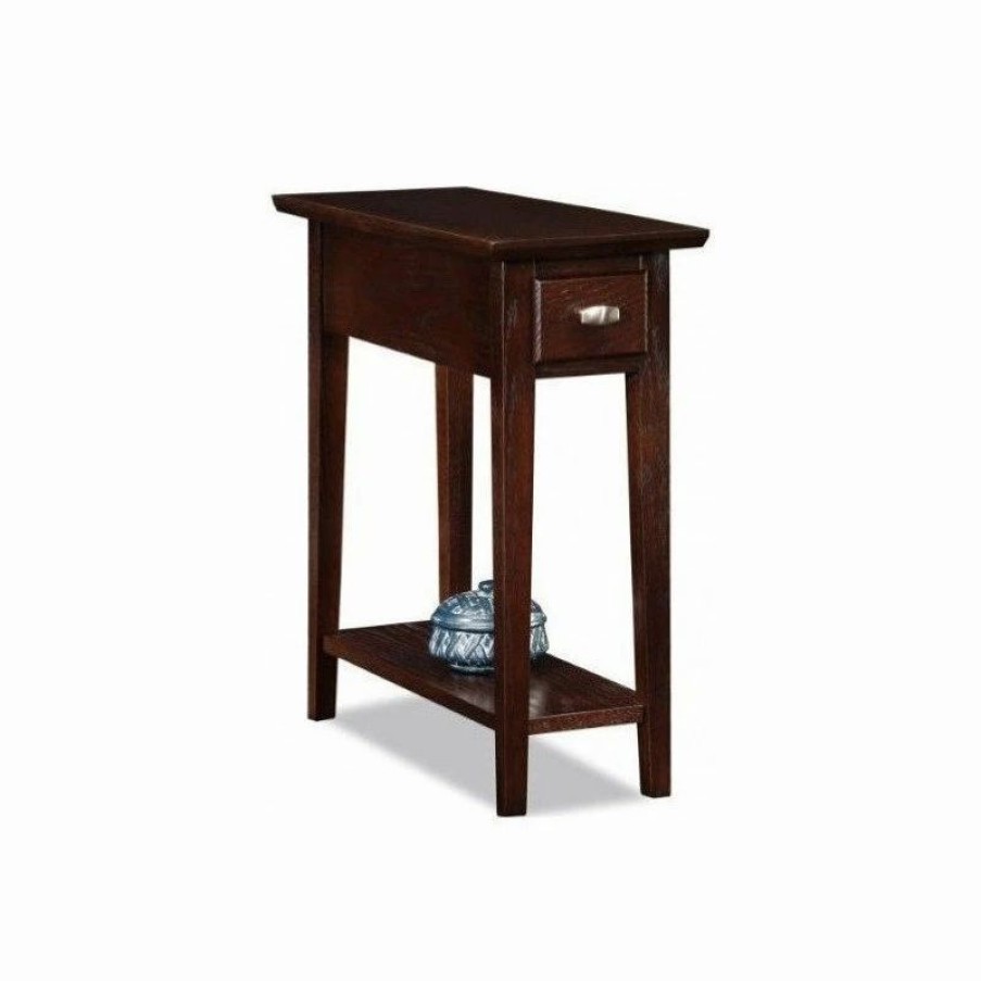 Online Leick Home Leick Furniture Wood Chairside-Recliner End Table In A Chocolate Oak Finish