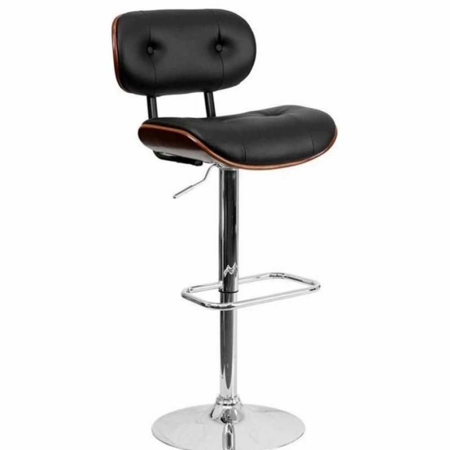 Hot Flash Furniture Adjustable Bentwood Bar Stool In Black And Walnut