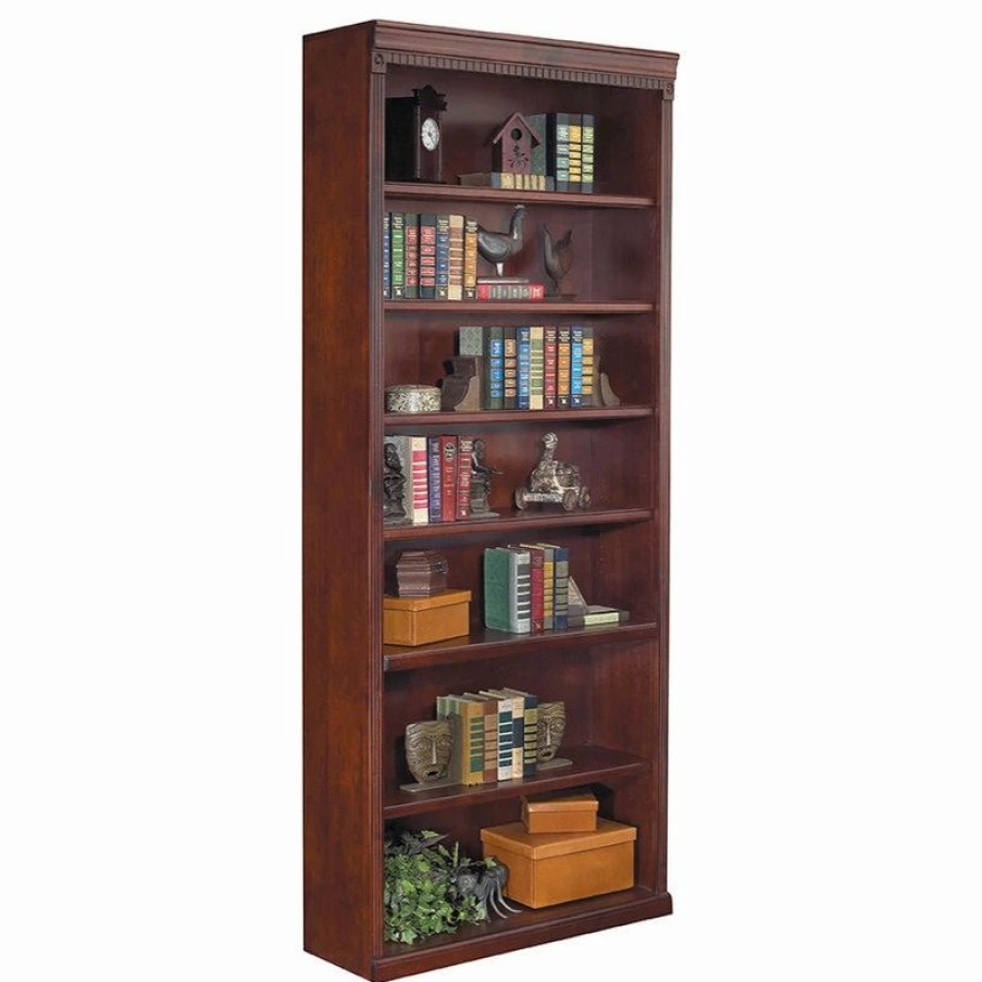 New Martin Furniture Huntington Club 7 Shelf Wood Bookcase In Vibrant Cherry