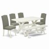 Best East West Furniture X-Style 6-Piece Wood Dining Set In Linen White/Dark Shitake