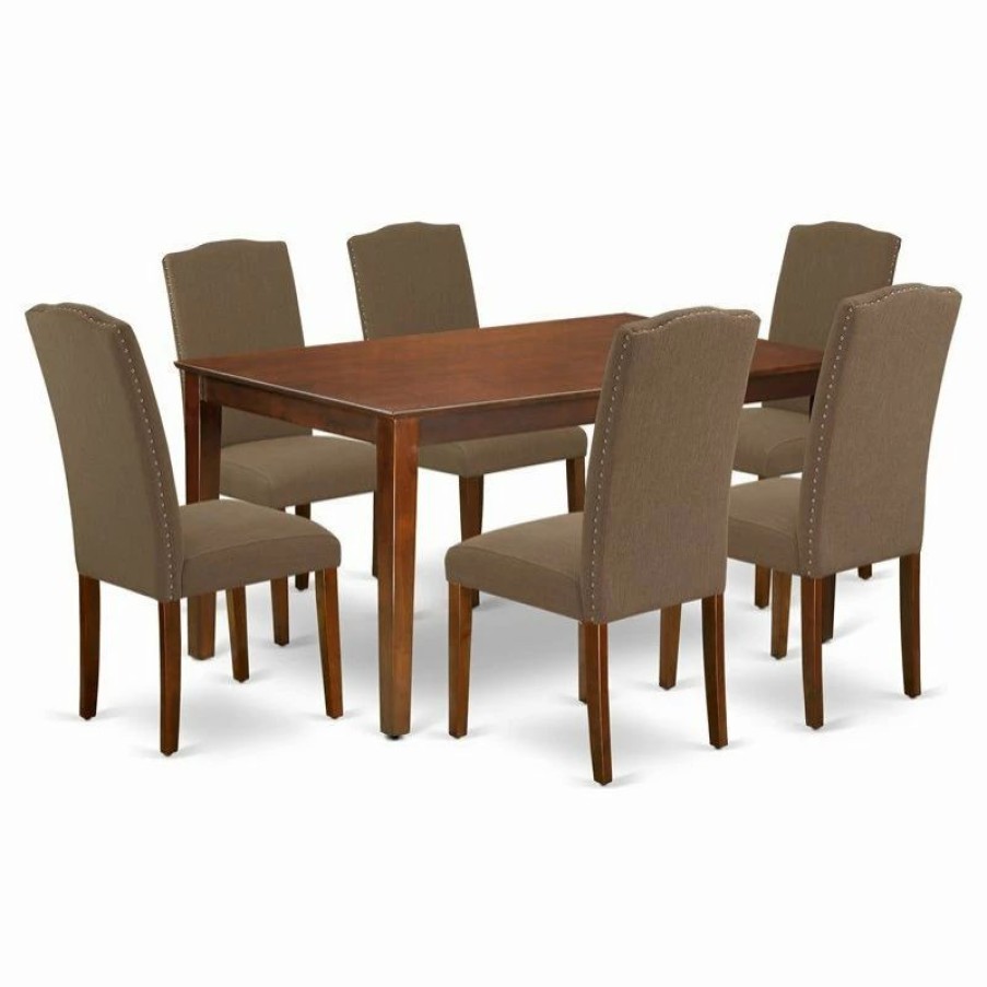 Online East West Furniture Capri 7-Piece Wood Dining Set In Mahogany/Dark Coffee