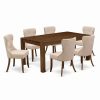 Hot East West Furniture Lismore 7-Piece Wood Dining Set In Walnut/Light Tan