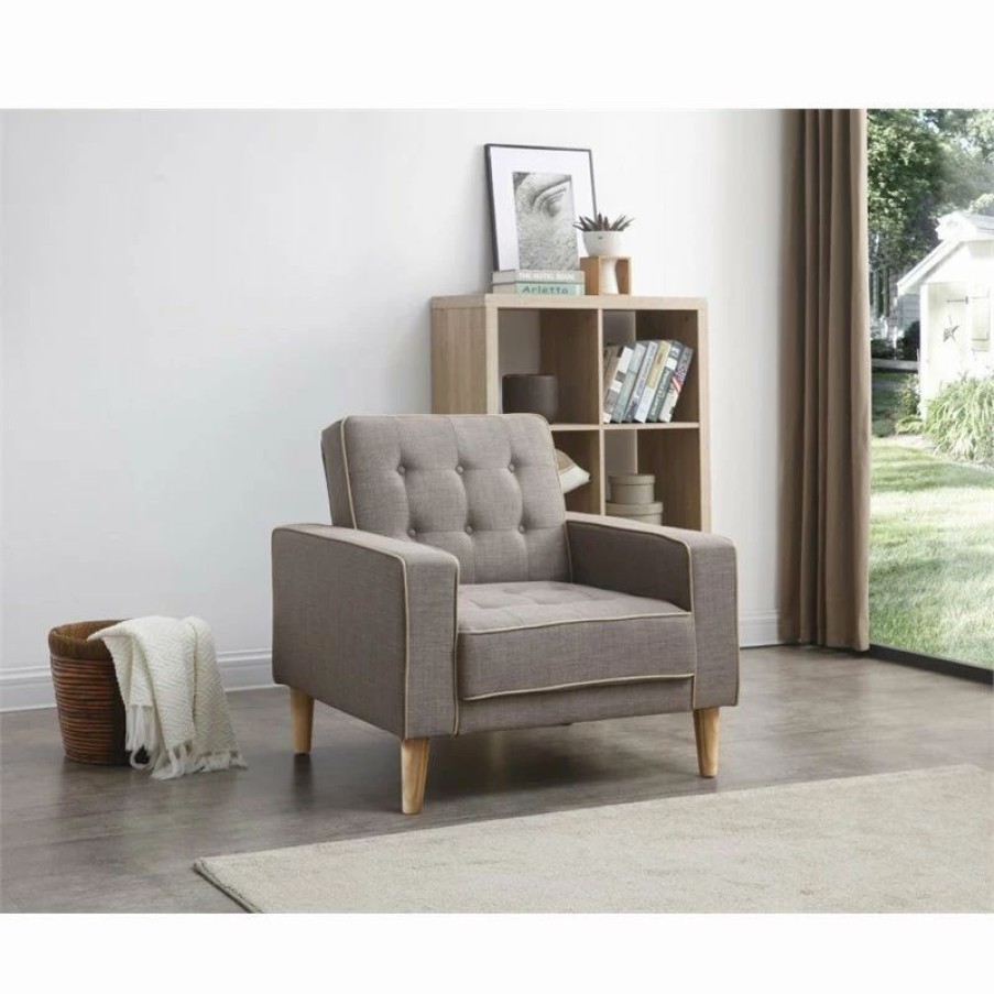 Best Glory Furniture Andrews Twill Fabric Convertible Chair In Gray