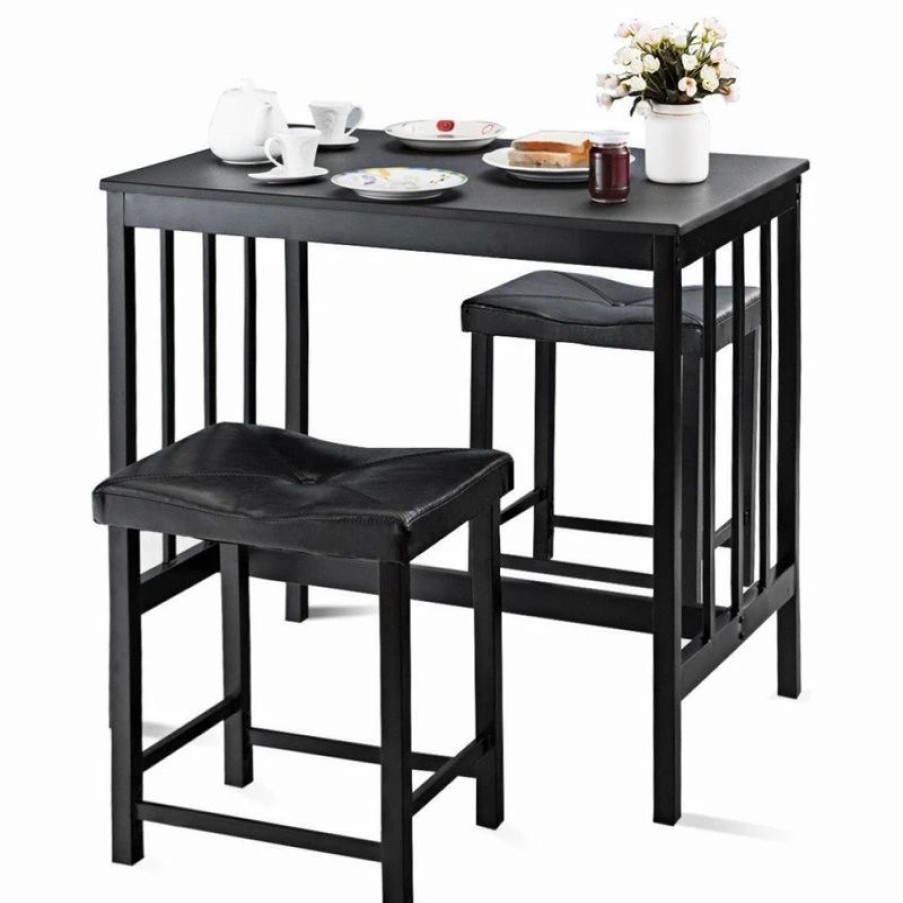 Hot Costway 3 Pcs Modern Counter Height Dining Set Table And 2 Chairs Bar Furniture