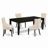 New East West Furniture Logan 5-Piece Wood Dining Set In Black/Light Beige