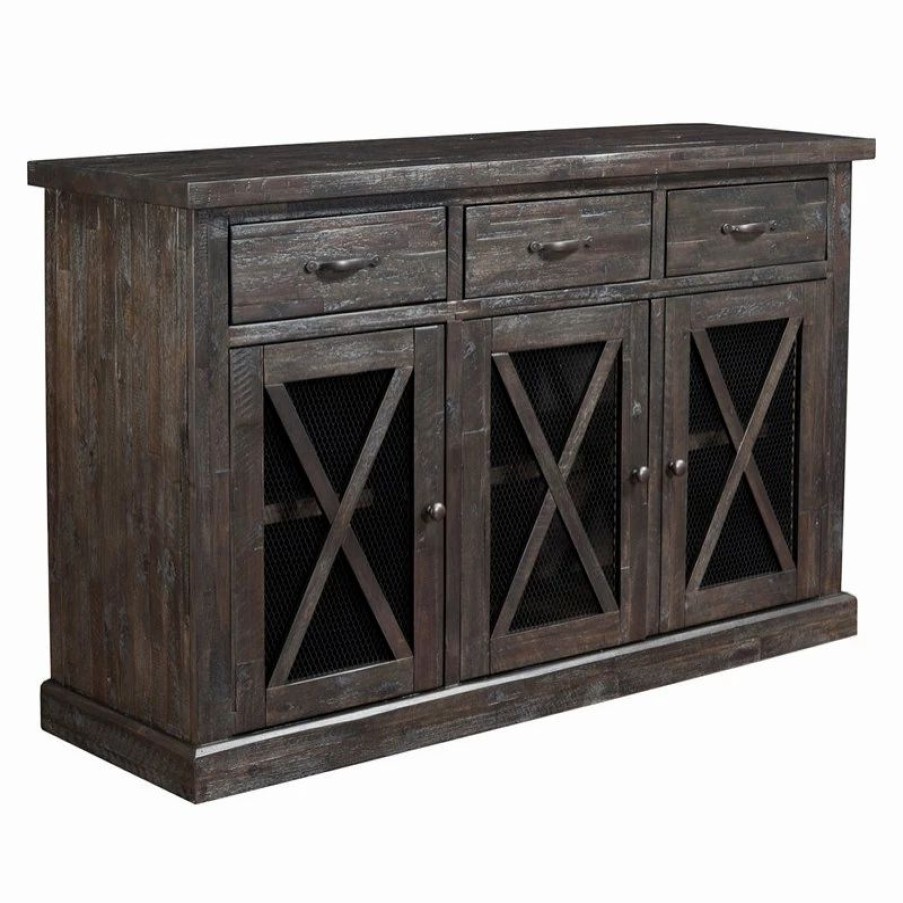 Online Alpine Furniture, Inc Alpine Furniture Newberry Wood Dining Sideboard In Salvaged Gray