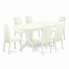 New East West Furniture Vancouver 7-Piece Wood Kitchen Set In Linen White