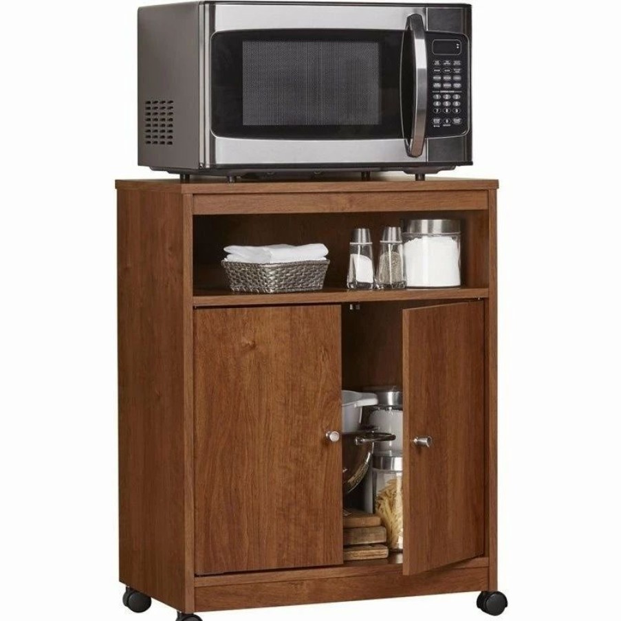 Best Ameriwood Home Altra Furniture Landry Microwave Cart In Bank Alder