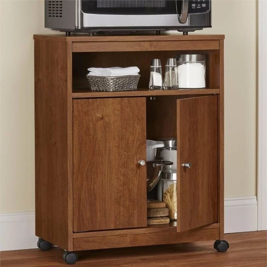 Best Ameriwood Home Altra Furniture Landry Microwave Cart In Bank Alder