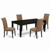 New East West Furniture Logan 5-Piece Wood Dining Set In Black/Light Sable