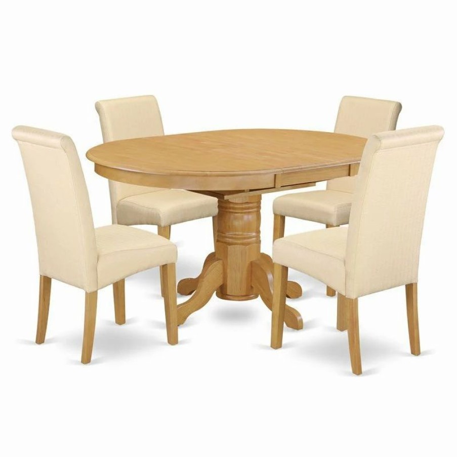 Hot East West Furniture Avon 5-Piece Wood Dining Set In Oak/Beige