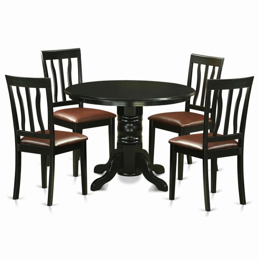 New East West Furniture Shelton Wood 5-Piece Dining Set With Black Shan5-Blk-Lc