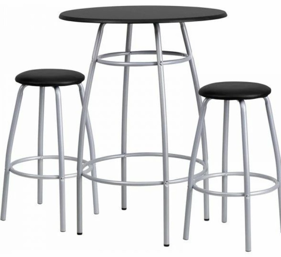 Hot Flash Furniture Contemporary Bar Height Table And Stool Set