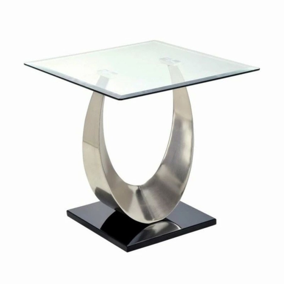 Best Furniture Of America E-Commerce By Enitial Lab Furniture Of America Suse Glass Top End Table In Silver Satin Plated