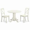 New East West Furniture Shelton Wood 3-Piece Dining Set In White Finish Shbo3-Whi-W