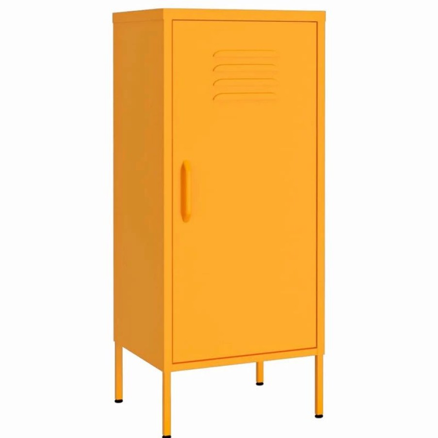 New Vida Xl International B.V. Vidaxl Storage Cabinet Mustard Yellow Steel Bookcase Book Cabinet Furniture