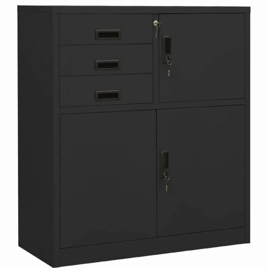 New Vida Xl International B.V. Vidaxl Office Cabinet Anthracite 40.2 Steel File Storage Cabinet Furniture