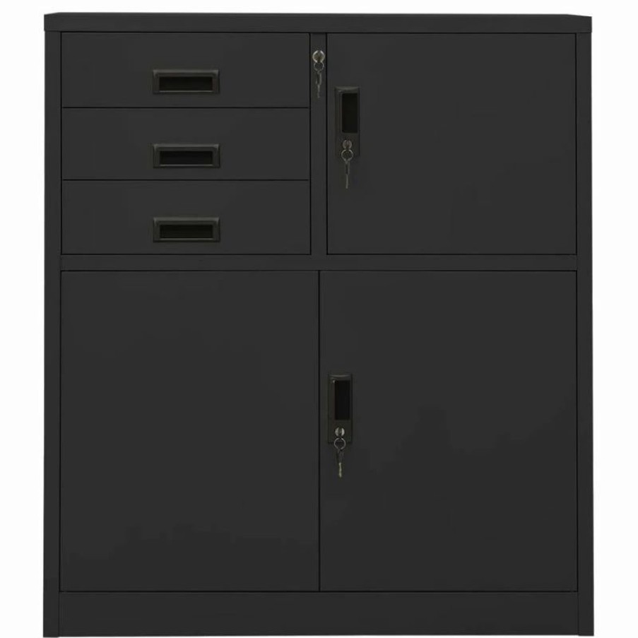 New Vida Xl International B.V. Vidaxl Office Cabinet Anthracite 40.2 Steel File Storage Cabinet Furniture