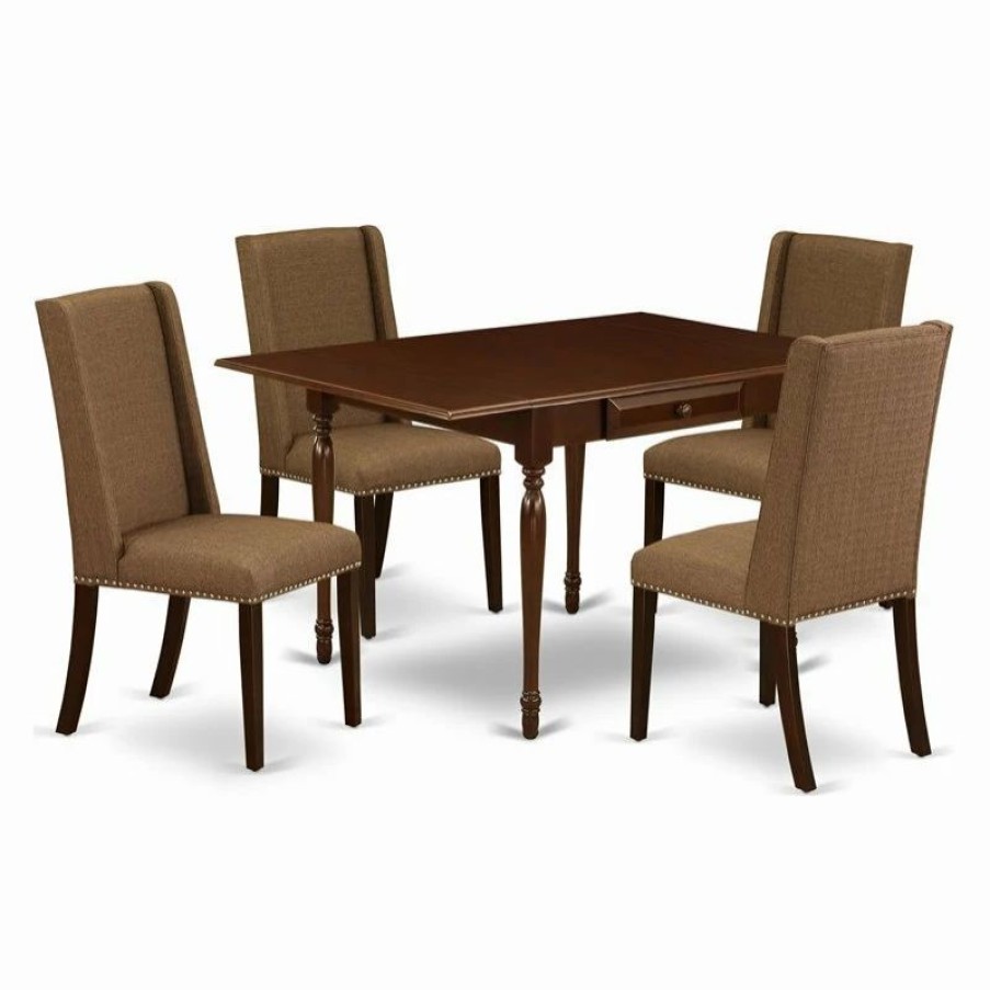 Hot East West Furniture Monza 5-Piece Wood Kitchen Table Set In Mahogany